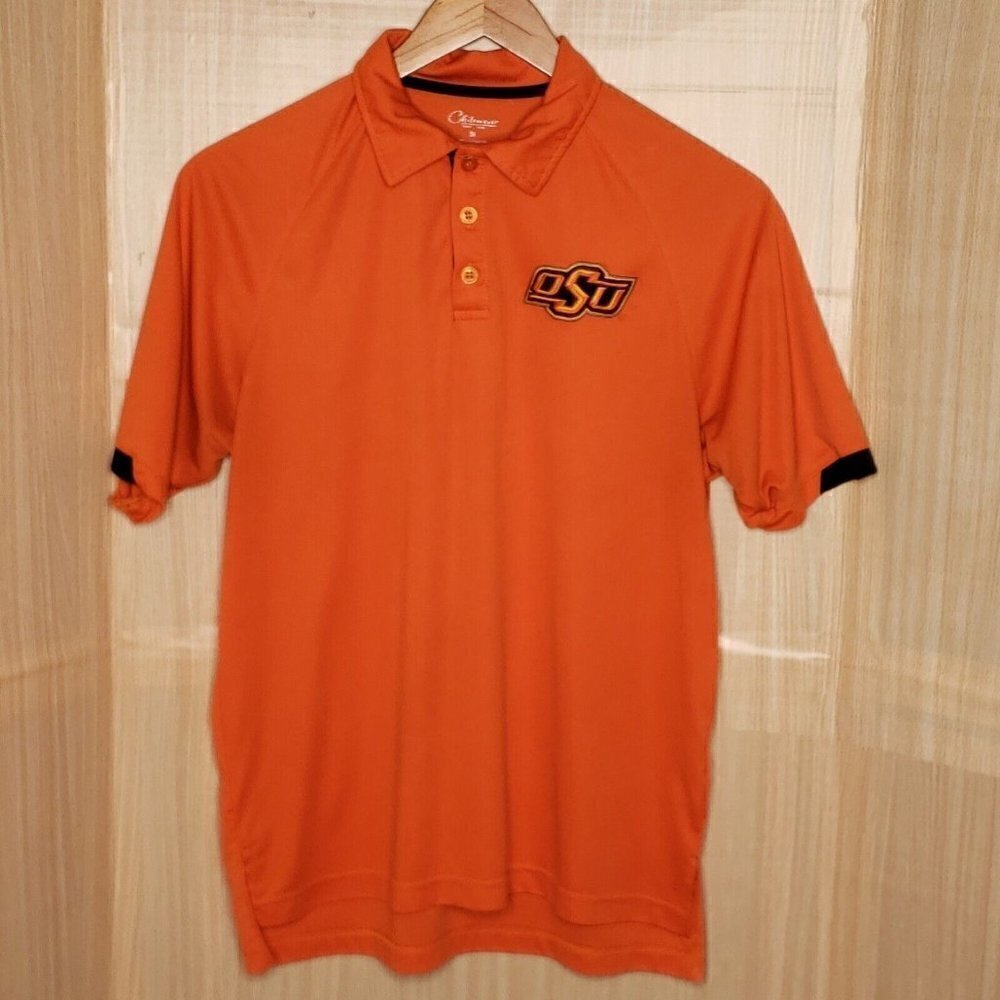 Chiliwear Mens Orange Oklahoma State University  Short Sleeve Polo Medium